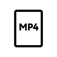 MP4 file icon line isolated on white background. Black flat thin icon on modern outline style. Linear symbol and editable stroke. Simple and pixel perfect stroke vector illustration.