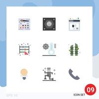 Flat Color Pack of 9 Universal Symbols of office business socket abacus web Editable Vector Design Elements