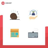 Group of 4 Modern Flat Icons Set for chicken website food security business Editable Vector Design Elements