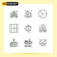 9 Universal Outline Signs Symbols of layout draw business design pie Editable Vector Design Elements