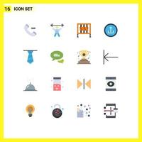 16 iconos creativos signos y símbolos modernos de la aplicación de interfaz de barrera móvil de corbata paquete editable de elementos de diseño de vectores creativos