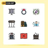 9 Creative Icons Modern Signs and Symbols of failure tower power office table Editable Vector Design Elements