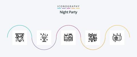 Night Party Line 5 Icon Pack Including night party. decoration. night. bow. night vector