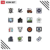 Universal Icon Symbols Group of 16 Modern Flat Color Filled Lines of responsive tool bus setting mechanic Editable Creative Vector Design Elements