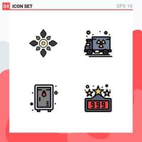 Pack of 4 Modern Filledline Flat Colors Signs and Symbols for Web Print Media such as celebrate locker diwali gas park Editable Vector Design Elements