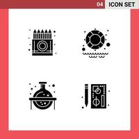 Mobile Interface Solid Glyph Set of Pictograms of box flask drawing water study Editable Vector Design Elements