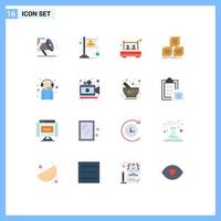 Pictogram Set of 16 Simple Flat Colors of assistant stack bed design sleep Editable Pack of Creative Vector Design Elements