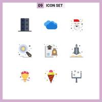 Pictogram Set of 9 Simple Flat Colors of financial tax monitoring christmas data analysis research Editable Vector Design Elements