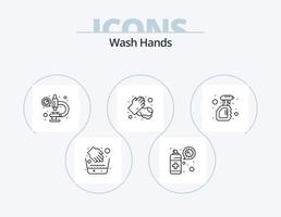 Wash Hands Line Icon Pack 5 Icon Design. spray. washing. paper. medical. hands vector