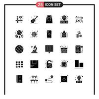 25 Universal Solid Glyphs Set for Web and Mobile Applications finder leave shop fire exit park Editable Vector Design Elements