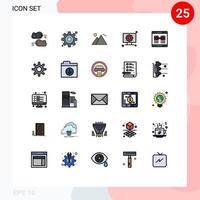 Filled line Flat Color Pack of 25 Universal Symbols of link gear giza setting computer Editable Vector Design Elements