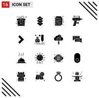 paquete de iconos de vector de stock de 16 signos y símbolos de línea para la herramienta de documento de perforación correcta perforar elementos de diseño de vector editables