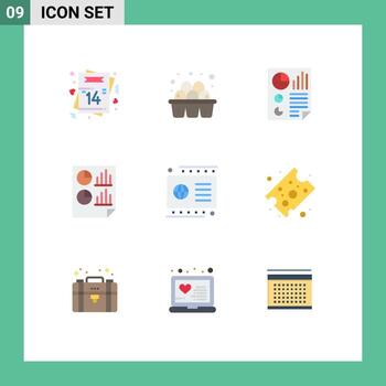 9 Thematic Vector Flat Colors and Editable Symbols of page data supermarket analytics page Editable Vector Design Elements