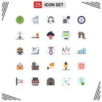 25 Universal Flat Color Signs Symbols of info server audio network data Editable Vector Design Elements