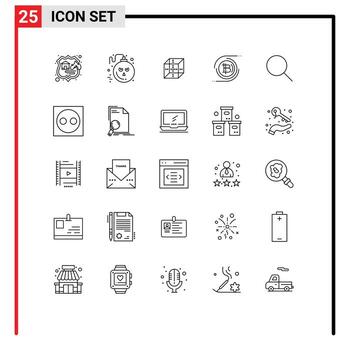 Mobile Interface Line Set of 25 Pictograms of instagram cryptocurrency box blockchain bitcoins Editable Vector Design Elements