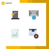 Pictogram Set of 4 Simple Flat Icons of emergency document fire message add Editable Vector Design Elements