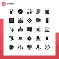 Set of 25 Vector Solid Glyphs on Grid for email laws fashion justice balance Editable Vector Design Elements