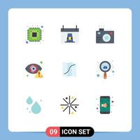 Set of 9 Modern UI Icons Symbols Signs for eye cyber pilgrim crime photography Editable Vector Design Elements