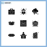 9 Universal Solid Glyphs Set for Web and Mobile Applications relations help megaphone hands announcement Editable Vector Design Elements