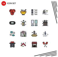 Modern Set of 16 Flat Color Filled Lines and symbols such as hotel vacuum organic view list Editable Creative Vector Design Elements