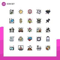 Mobile Interface Filled line Flat Color Set of 25 Pictograms of hindu beliefs easter hanging clothes Editable Vector Design Elements