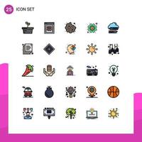 User Interface Pack of 25 Basic Filled line Flat Colors of secure settings baby options gear Editable Vector Design Elements