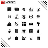 25 Thematic Vector Solid Glyphs and Editable Symbols of candle building electronic life mask Editable Vector Design Elements