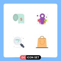 4 Flat Icon concept for Websites Mobile and Apps budget diamond expenses eight research Editable Vector Design Elements