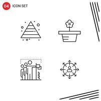4 Creative Icons Modern Signs and Symbols of career win flower present position Editable Vector Design Elements