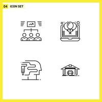 Set of 4 Modern UI Icons Symbols Signs for team percentage task discount printing Editable Vector Design Elements