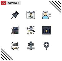 Set of 9 Modern UI Icons Symbols Signs for find dollar girl finance calculator Editable Vector Design Elements