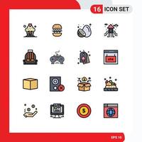 Set of 16 Modern UI Icons Symbols Signs for camping backpack fruit play ground city Editable Creative Vector Design Elements