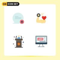 4 User Interface Flat Icon Pack of modern Signs and Symbols of chat dais interaction heart seminar Editable Vector Design Elements