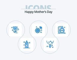 feliz día de la madre icono azul paquete 5 diseño de iconos. madre. regalo. romance. anillo. flor de botón de oro vector