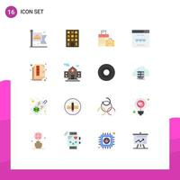 16 Thematic Vector Flat Colors and Editable Symbols of paper document bag site online Editable Pack of Creative Vector Design Elements