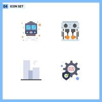 Pictogram Set of 4 Simple Flat Icons of rail moon coffee drink skyline Editable Vector Design Elements