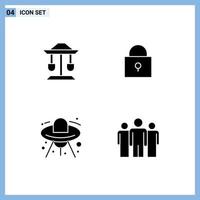 Stock Vector Icon Pack of 4 Line Signs and Symbols for drum space balance locked business Editable Vector Design Elements