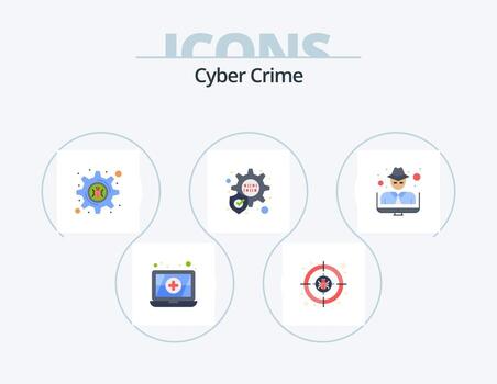 Cyber Crime Flat Icon Pack 5 Icon Design. . crime. setting bug. thief. hacker vector