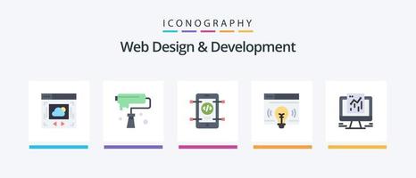 Web Design And Development Flat 5 Icon Pack Including analytics. webpage. design. web. web. Creative Icons Design vector