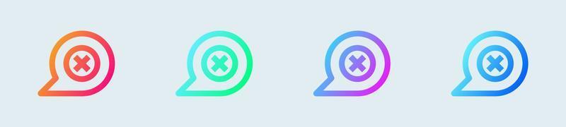 Failed chat line icon in gradient colors. Message signs vector illustration.