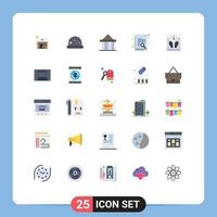 Mobile Interface Flat Color Set of 25 Pictograms of mass search citadel research document Editable Vector Design Elements