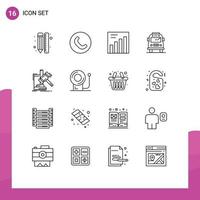 16 Creative Icons Modern Signs and Symbols of law hammer analytics gavel transport Editable Vector Design Elements