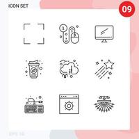 Modern Set of 9 Outlines and symbols such as crowd funding paper cup computer cup pc Editable Vector Design Elements