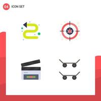 Group of 4 Modern Flat Icons Set for arrows clapper left internet film flap Editable Vector Design Elements