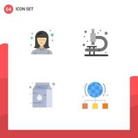 Modern Set of 4 Flat Icons Pictograph of female milk woman research internet Editable Vector Design Elements