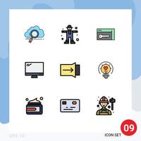 paquete de iconos de vector de stock de 9 signos y símbolos de línea para elementos de diseño de vector editables de sala de monitor de espantapájaros de dispositivo de PC