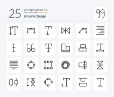 Design 25 Line icon pack including cursor. right. flip. align. path vector