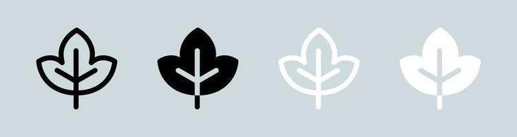 Maple icon set in black and white. Leaf signs vector illustration.