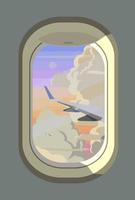 View of the clouds from the airplane window. Vector. vector