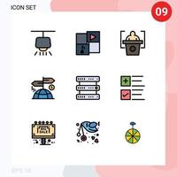 Universal Icon Symbols Group of 9 Modern Filledline Flat Colors of storage hosting presentation database finance Editable Vector Design Elements